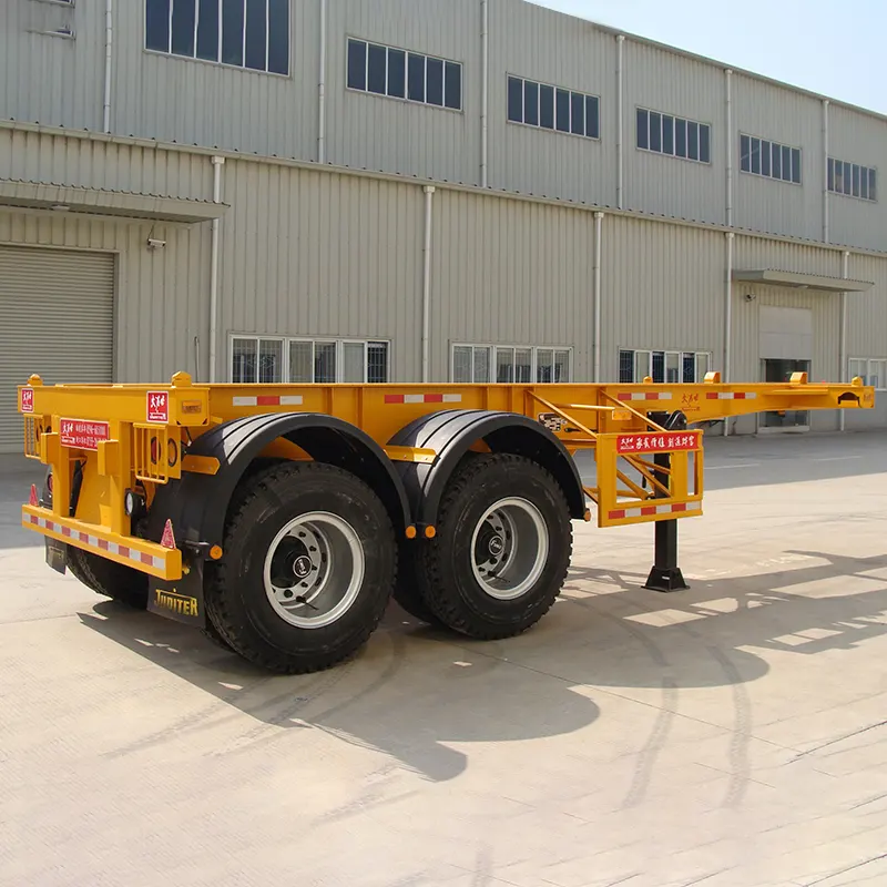 20ft 2-axle skeleton semi trailer na may 19 pulgadang Landing Gear